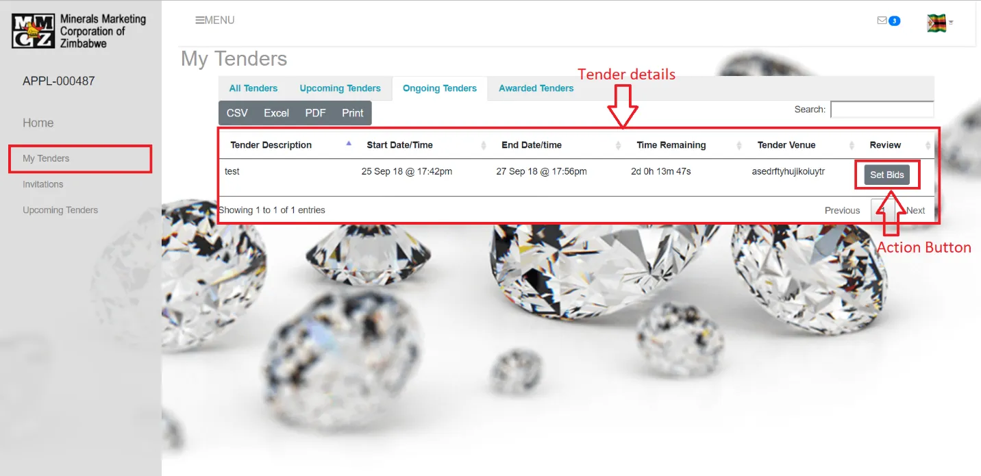Figure 2.6 Setting Bids option